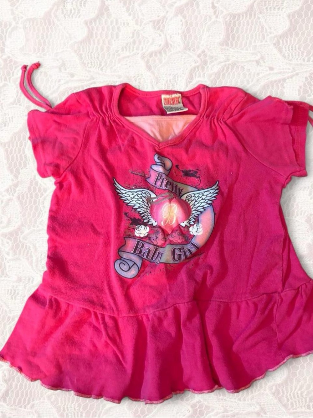 Diva Bright Pink Graphic Peplum Tee